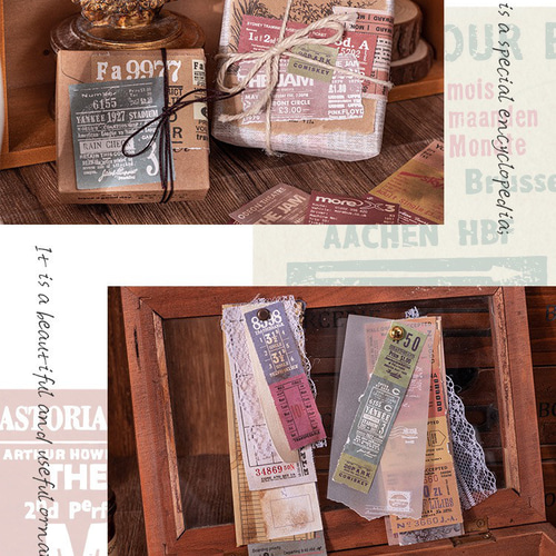 P95】コラージュ 素材 紙ものセット 海外 シート メモ帳 ミニメモ 4