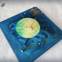 宇宙 レジン 壁掛け時計 (ブルー / 宇宙 / 惑星 / 木星  / ジュピター/スプレーアート)　【1点もの】 5枚目の画像