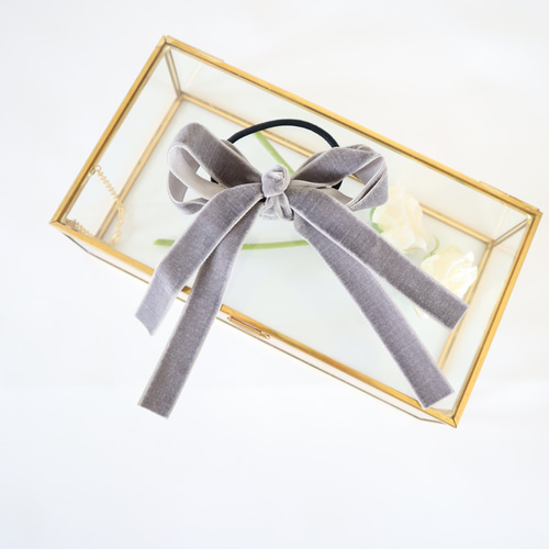 片面ベルベットリボン ヘアゴム ヘアアクセサリー 秋冬 おしゃれ  