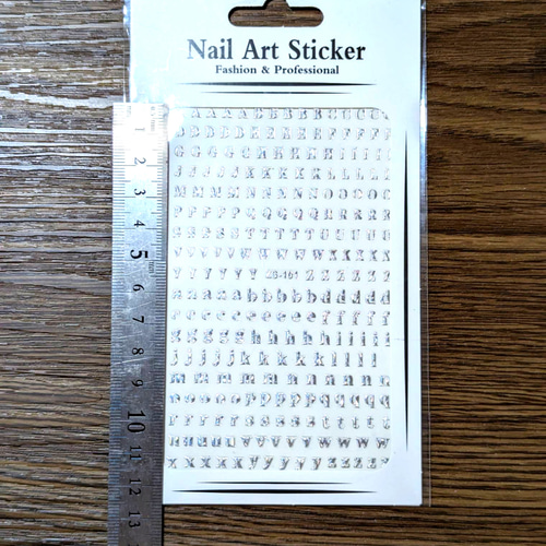 ネイルシール/アルファベット☆レジンにも☆ゴールド＆プラチナ各1枚計