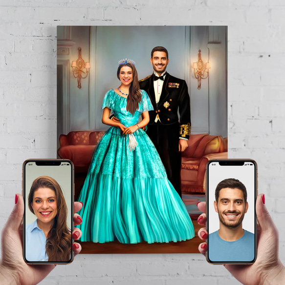 【オーダーメイド】写真からカスタムロイヤルキング天皇皇帝油絵スタイルの肖像画一点物 似顔絵 イラスト彼氏夫の贈り物誕生日 100%