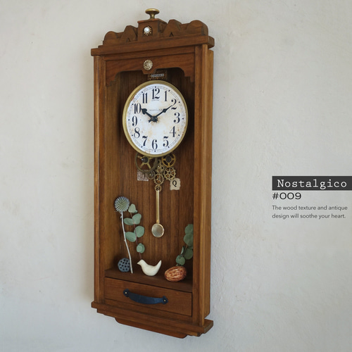 送料無料】NOSTALGICO Ⅸ レトロな掛け時計 手作り品 #009 Lサイズ
