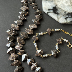 14kgf*Trittera瑪瑙淡水珍珠手鍊/天然石 第3張的照片