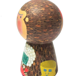 昔話　猿かに合戦【木箱と額入りイラスト付】小こけし。誕生日・記念日・プチギフトに。伝統工芸のかわいい木製人形 11枚目の画像