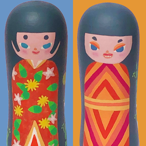 昔話 かぐや姫【木箱と額入りイラスト付】中サイズこけし。誕生 昔話 かぐや姫【木箱と額入りイラスト付】中サイズこけし。誕生