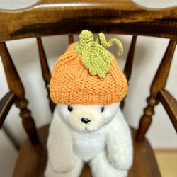 【小さめ新生児~キッズサイズまで】かぼちゃのニット帽 ハロウィン ジャックオランタン お野菜ニット帽 帽子 3枚目の画像