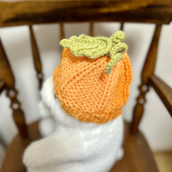 【小さめ新生児~キッズサイズまで】かぼちゃのニット帽 ハロウィン ジャックオランタン お野菜ニット帽 帽子 4枚目の画像