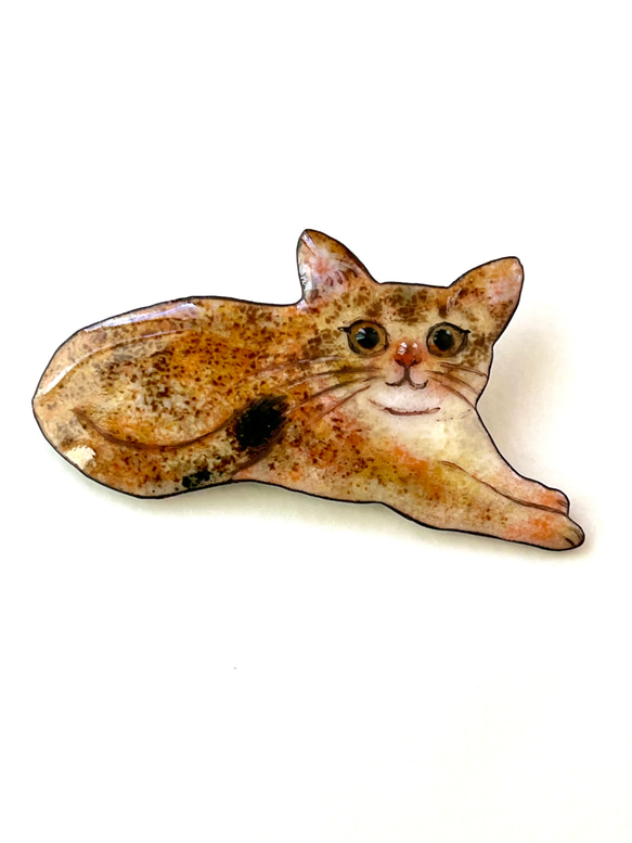 しっぽう焼き アビシニアン猫さんのブローチ ブローチ mamemamesha