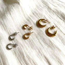 ✺moon✺stainless+  月のピアス（小）ゴールド&クロム2種類より 6枚目の画像