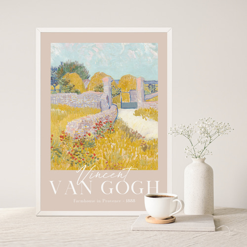 ゴッホ アートポスター ピンク「Farmhouse in Provence」 インテリア