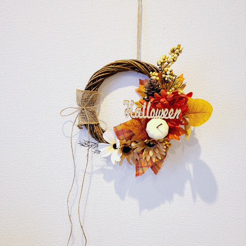 ハロウィン❤️ナチュラルフラワーリース✴︎造花リース✴︎玄関リース✴︎敬老の日 d-d-hw-018_01.jpg