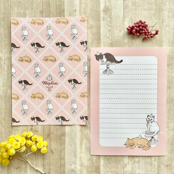 ホイップクリームと猫 レターセット 2枚目の画像