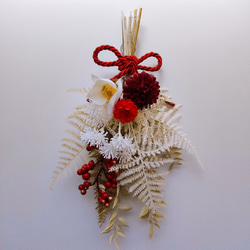 商品名【華】Xmas！♥真っ赤なポインセチアとローズのスワッグ