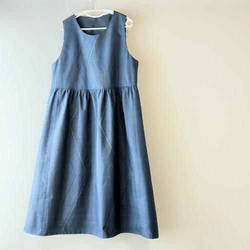 着物リメイク 大島紬のジャンパースカート 幾何学模様 5マルキ 