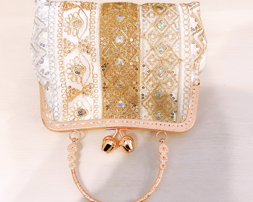 新品/未使用】ハンドメイド/刺繍アンティークレースバッグ