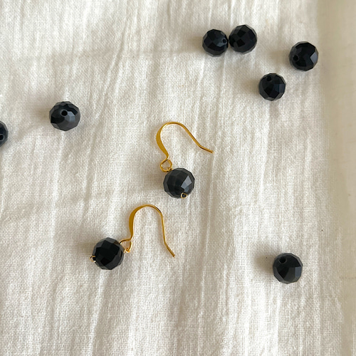 お守りにも❥オブシディアン❥黒曜石❥一粒ピアス18kgp ピアス