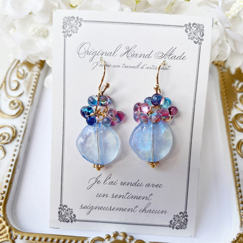 300円】チェコビーズの可愛いピアス855 ピアス（フック・チェーン） 花 