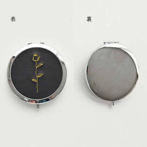 コンパクトミラー 【 刺繍 花 ステッチ 】 バラ チューリップ