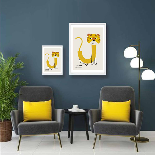 アルファベットJ ジャガー 送料無料 イラスト ポスター アートポスター