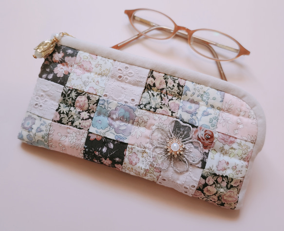 メガネケース リバティフェリシテ ライトピンク ハンドメイド メガネ