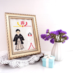 日式婚禮迎賓板十字繡刺繡 第1張的照片