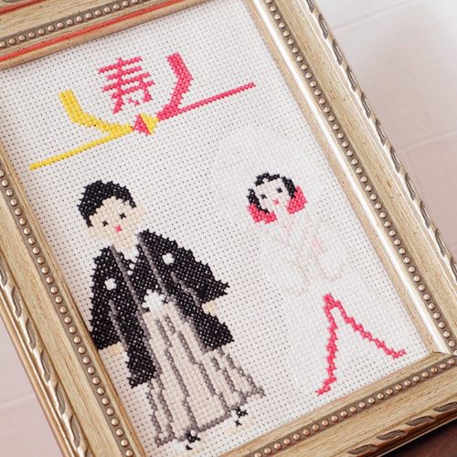 クロスステッチ図案』クロスステッチ刺繍で作る和のウェルカム
