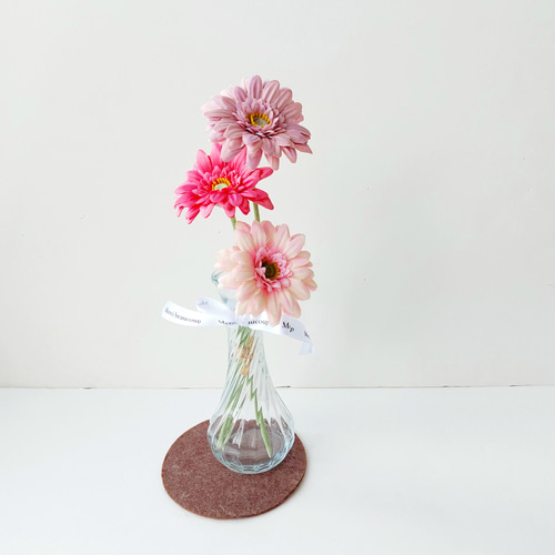 光触媒】ガーベラの花瓶挿し（ピンク系） アートフラワー ビーマイン