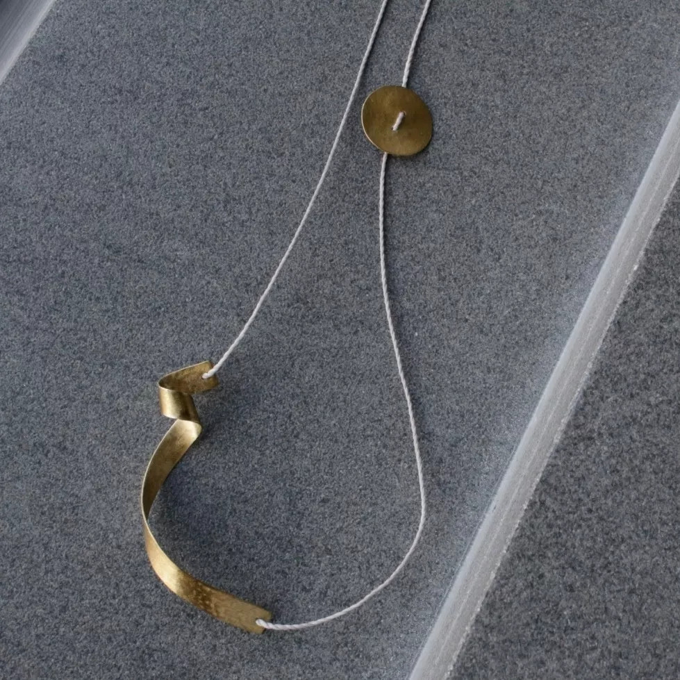 brass ribbon necklace
