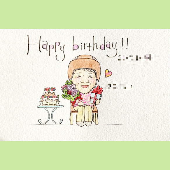 全日本送料無料 敬老の日 似顔絵 オーダー ポストカード おじいちゃん イラスト