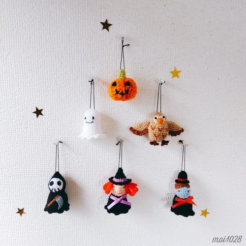 ネコかぼちゃ　バケッチャ　編みぐるみ　秋ハロウィン　飾り　かぎ編み撮影小物　置物