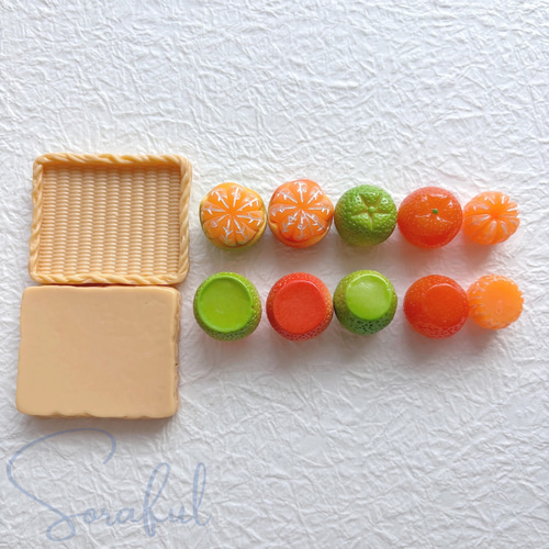 6個】みかん バスケット トレー 6ピースセット（みかん5個+トレー1個