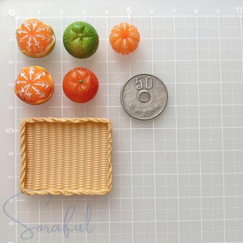 6個】みかん バスケット トレー 6ピースセット（みかん5個+トレー1個
