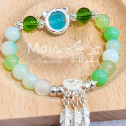 オリジナルブレスレット：Green Lotus Glazedブレスレット with Glazed Beads 1枚目の画像