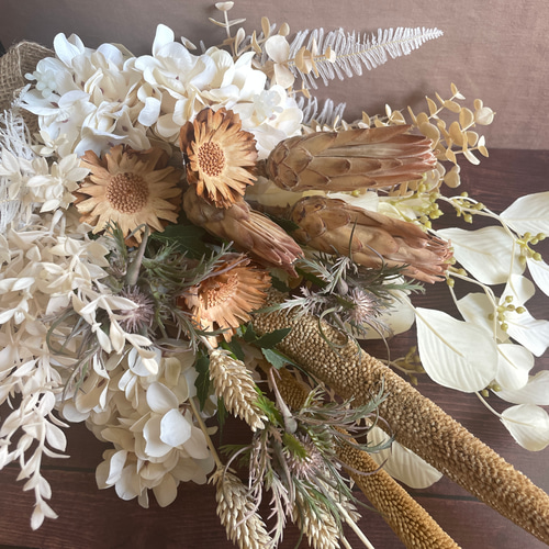 ◇ナチュラルホワイトの大きなスワッグ◇ドライフラワーとアーティ