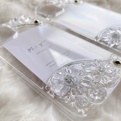 【 shiny flower 】フラワー お花 透明 クリア キラキラ ニュアンス  iPhoneケース  シルバー 7枚目の画像