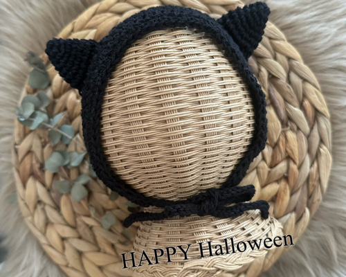 即納】ネコ耳ボンネット コットン100% ☆選べるサイズ☆ハロウィン