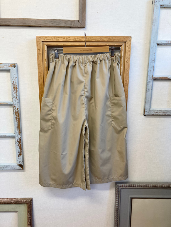 夏日清涼褲❤️ 四分之三長寬邊口袋褲 米色（尺碼隨意 L - LL） 第6張的照片