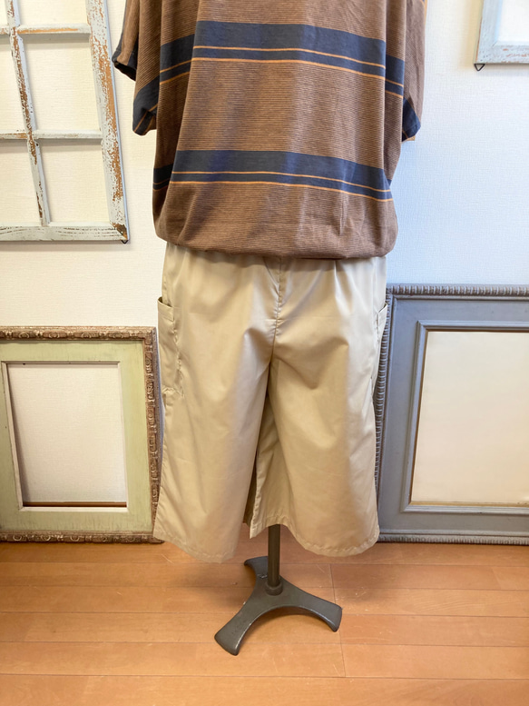 夏日清涼褲❤️ 四分之三長寬邊口袋褲 米色（尺碼隨意 L - LL） 第5張的照片