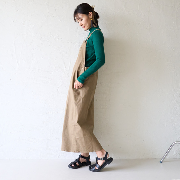 Morinogakko 輕盈可愛輪廓背帶裙（米色） 第13張的照片