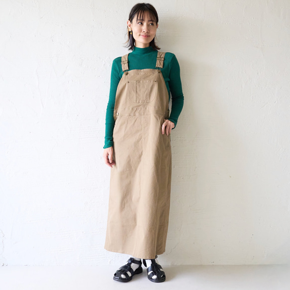 Morinogakko 輕盈可愛輪廓背帶裙（米色） 第1張的照片