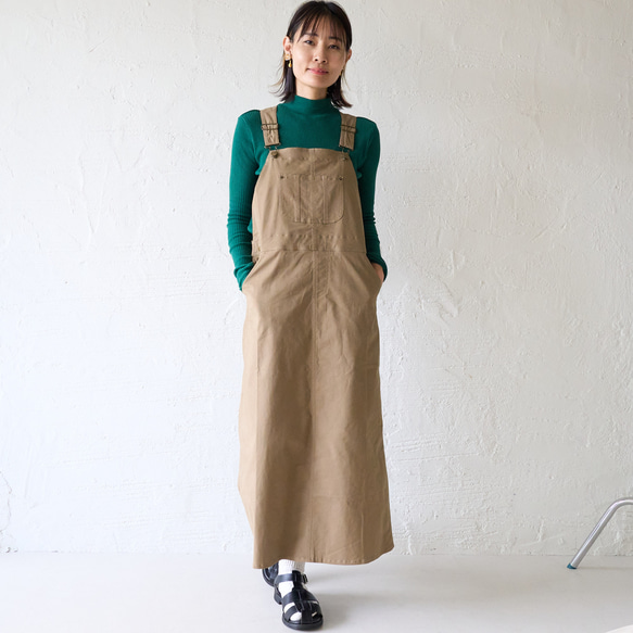 Morinogakko 輕盈可愛輪廓背帶裙（米色） 第4張的照片