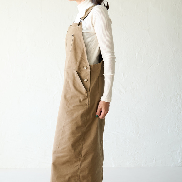 Morinogakko 輕盈可愛輪廓背帶裙（米色） 第9張的照片