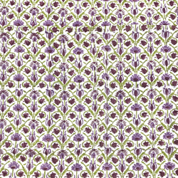 【50cm單位】白紫栗色花朵綠葉印度手工塊印花布料棉質 第4張的照片