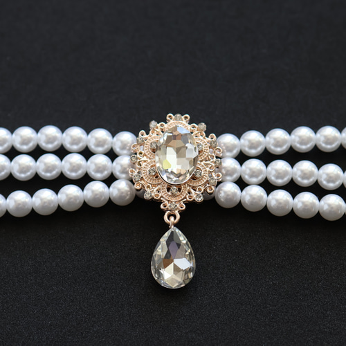 パールの三連チョーカー チョーカー シャノアール 通販 16484416