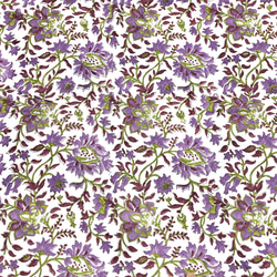 【50cm單位】白紫花栗色葉印度手工塊印花布料棉質 第3張的照片