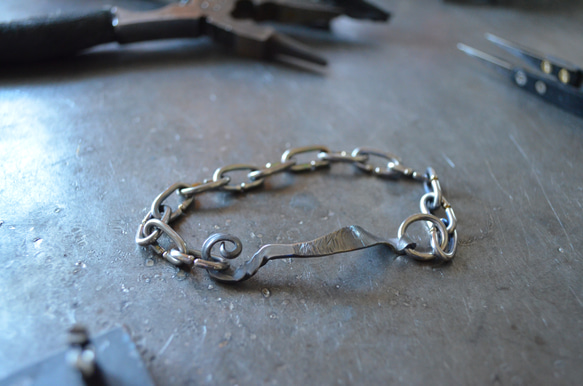 TITANIUM ブレスレット Titanium bracelet・チタンチェーンブレスレット・リーフ・受注