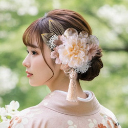 クリアダリアとメタルの髪飾り　金箔付き◆成人式、結婚式、和装髪飾り　振袖や白無垢 クリアダリアとメタルの髪飾り 金箔付き◇成人式、結婚式、和装