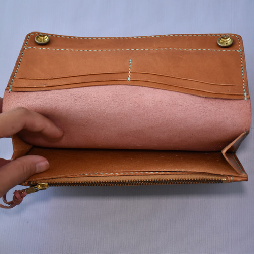 トラッカーウォレット（ピンク）薄型長財布/ロングウォレット