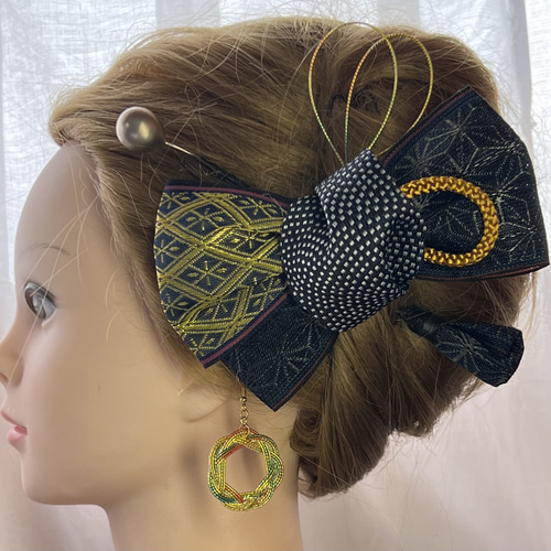 髪飾り(和装) やり込め 畳のへりリボンE - 1 