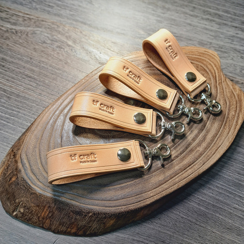 栃木レザーのベルトループキーホルダー 生成り ◇キーリング